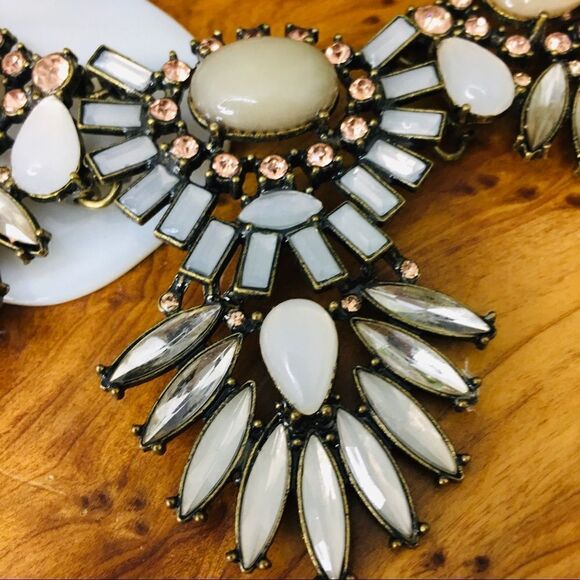 Statement Bib Necklace Crystal Rhinestone Antiqued 4218 - Picture 2 of 10
